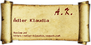 Ádler Klaudia névjegykártya